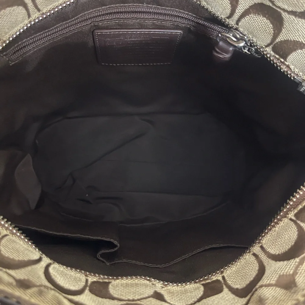 Vintage Y2K Coach Khaki & Brown Signature Canvas Tote